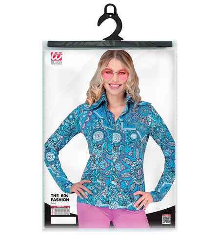 e-carnavalskleding-SYK Jaren 70 shirt mandala blauw dames