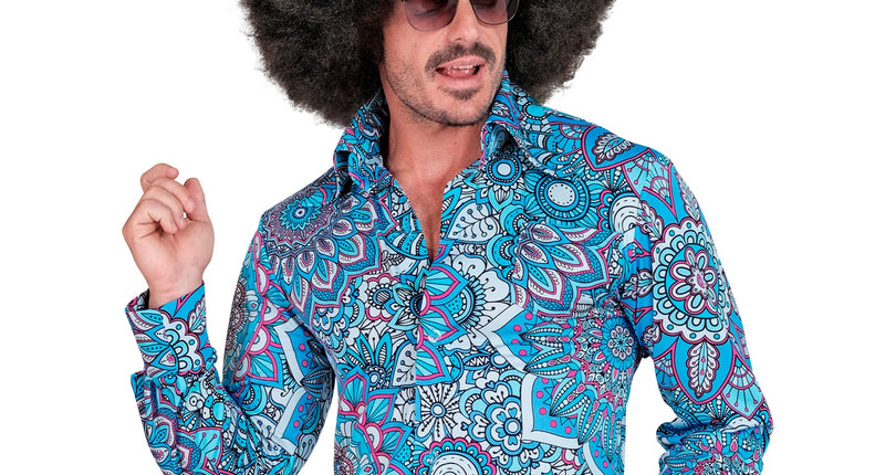 e-carnavalskleding-SYK Jaren 70 shirt mandala blauw heren