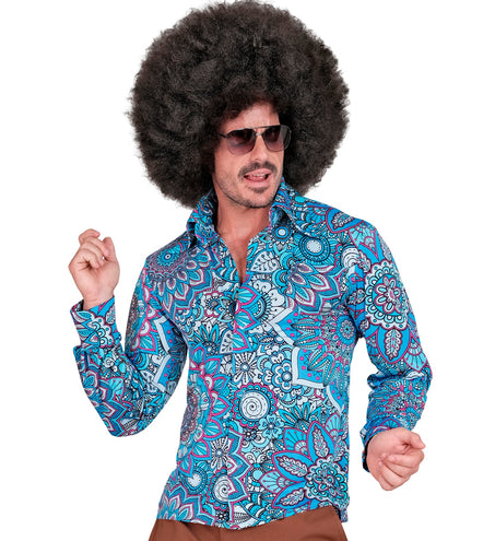 e-carnavalskleding-SYK Jaren 70 shirt mandala blauw heren