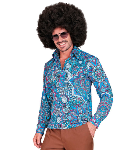 e-carnavalskleding-SYK Jaren 70 shirt mandala blauw heren