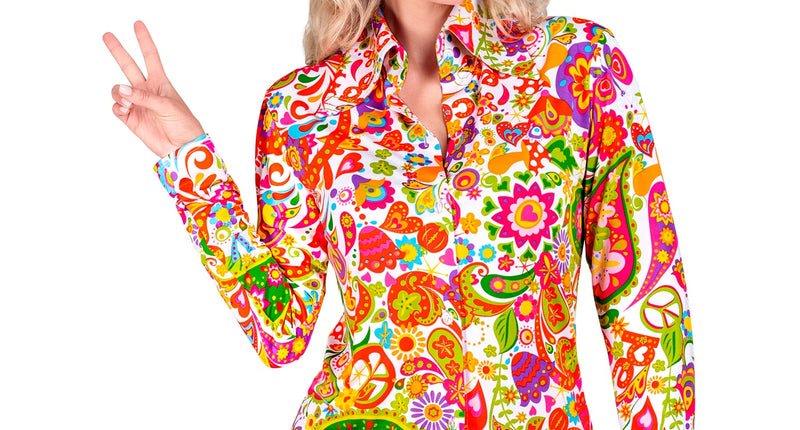 e-carnavalskleding-SYK Jaren 70 shirt peace party dames