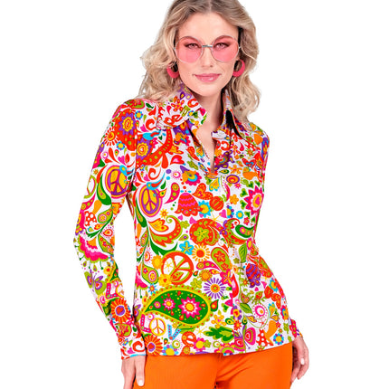 e-carnavalskleding-SYK Jaren 70 shirt peace party dames
