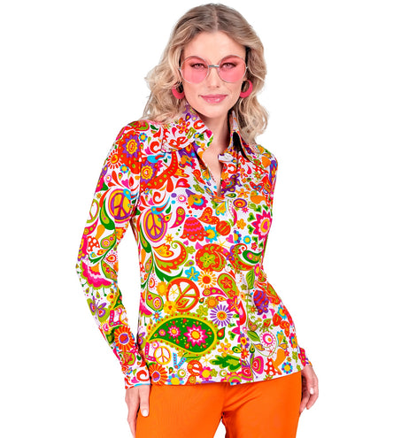 e-carnavalskleding-SYK Jaren 70 shirt peace party dames
