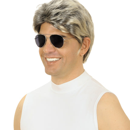 e-carnavalskleding-SYK Jaren 80 pruik popster Ricky Martin blond zwart