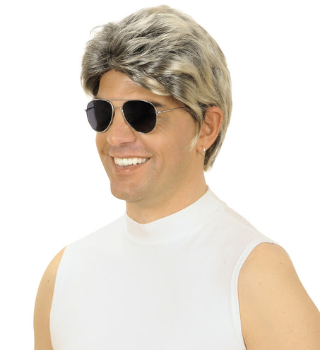 e-carnavalskleding-SYK Jaren 80 pruik popster Ricky Martin blond zwart
