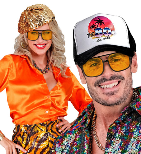 e-carnavalskleding-SYK Jaren 90 hippiebril met gele glazen