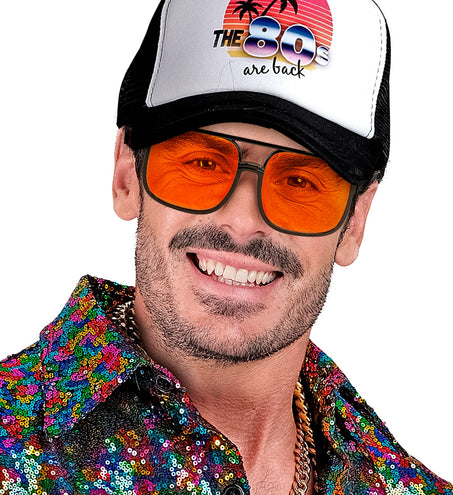 e-carnavalskleding-SYK Jaren 90 hippiebril met oranje glazen
