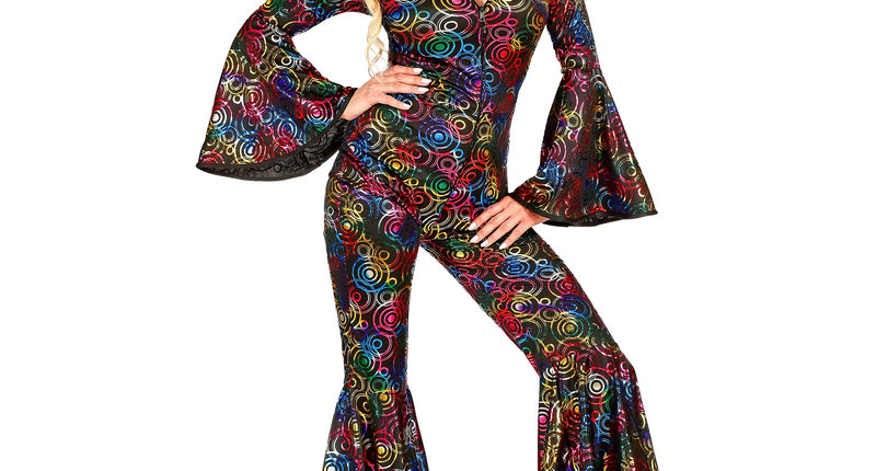 e-carnavalskleding-SYK Jumpsuit disco stijl met gekleurde ringen
