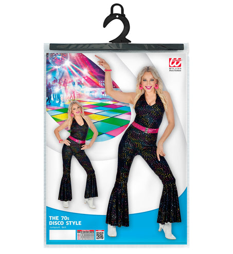 e-carnavalskleding-SYK Jumpsuit disco stijl zwart