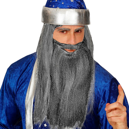 e-carnavalskleding-SYK Kabouter baard met snor grijs