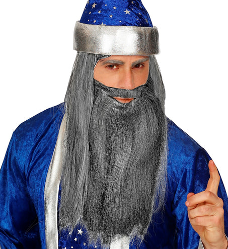 e-carnavalskleding-SYK Kabouter baard met snor grijs