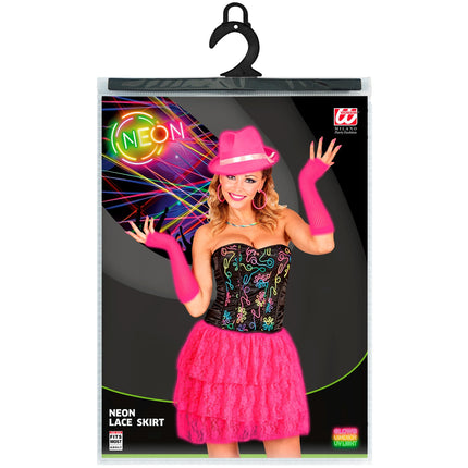 e-carnavalskleding-SYK Kanten Rokje Neon Rose
