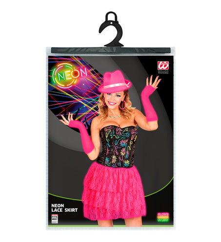 e-carnavalskleding-SYK Kanten Rokje Neon Rose