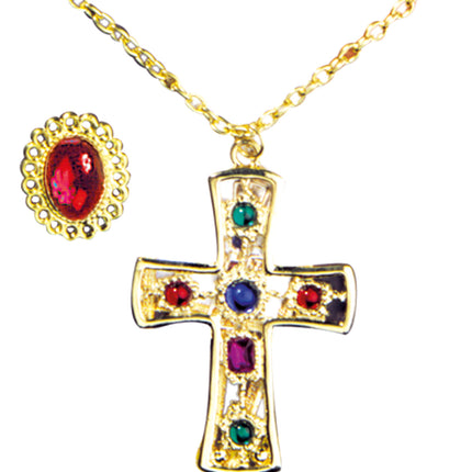 e-carnavalskleding-SYK Kardinaal priester ketting en ring
