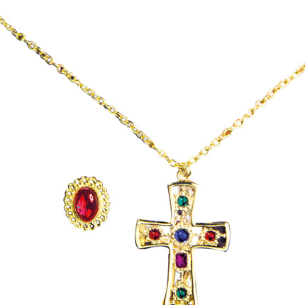 e-carnavalskleding-SYK Kardinaal priester ketting en ring