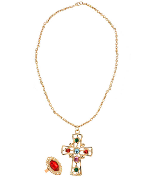e-carnavalskleding-SYK Kardinaal priester ketting en ring