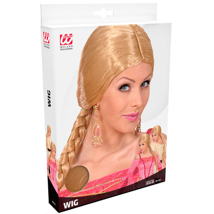 e-carnavalskleding-SYK Kasteelvrouw pruik blonde vlecht