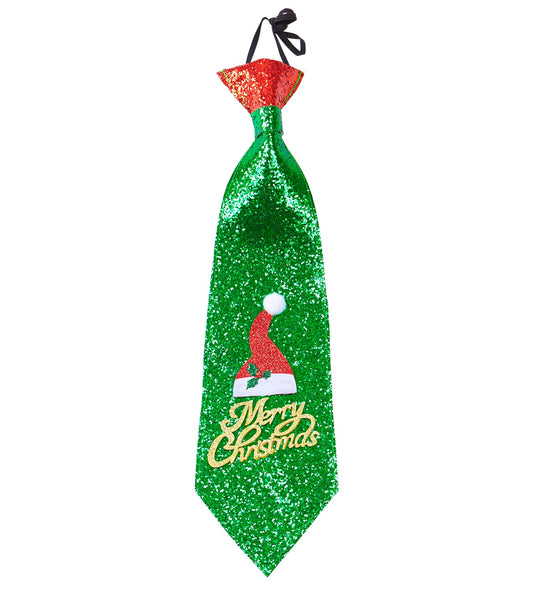 e-carnavalskleding-SYK Kerst stropdas glitter Merry Christmas
