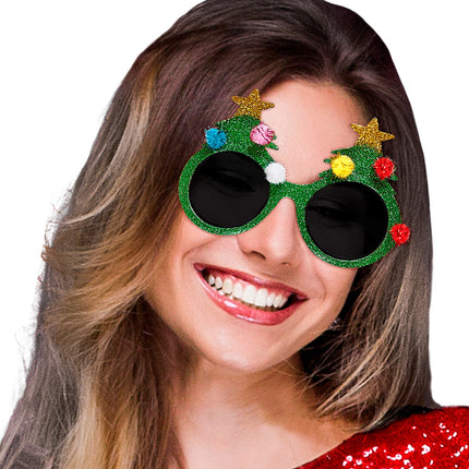 e-carnavalskleding-SYK Kerstboom bril voor kerstmis