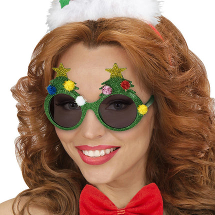 e-carnavalskleding-SYK Kerstboom bril voor kerstmis