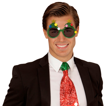 e-carnavalskleding-SYK Kerstboom bril voor kerstmis