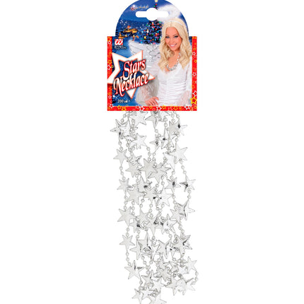 e-carnavalskleding-SYK Ketting kerststerren zilver