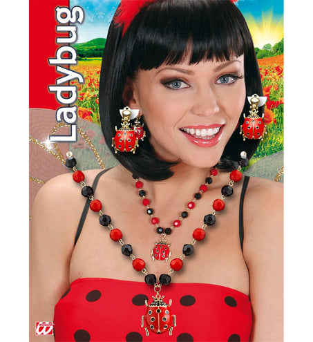 e-carnavalskleding-SYK Ketting lieveheersbeestje met oorbellen