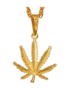 e-carnavalskleding-SYK Ketting Marijuana- cannabis goud