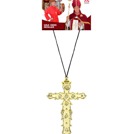 e-carnavalskleding-SYK Ketting met Kruis, Goud