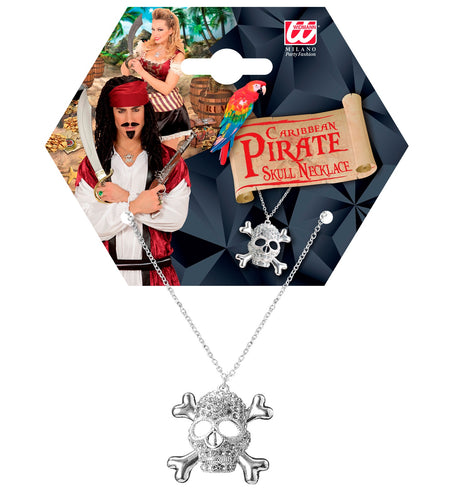 e-carnavalskleding-SYK Ketting piraat strass met doodskop
