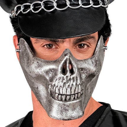 e-carnavalskleding-SYK Kin masker schedel skelet metallic zilver