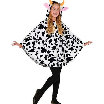 e-carnavalskleding-SYK Koeien poncho met muts kinderen