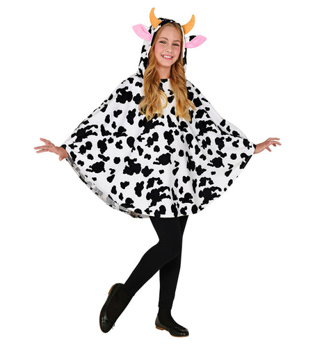 e-carnavalskleding-SYK Koeien poncho met muts kinderen