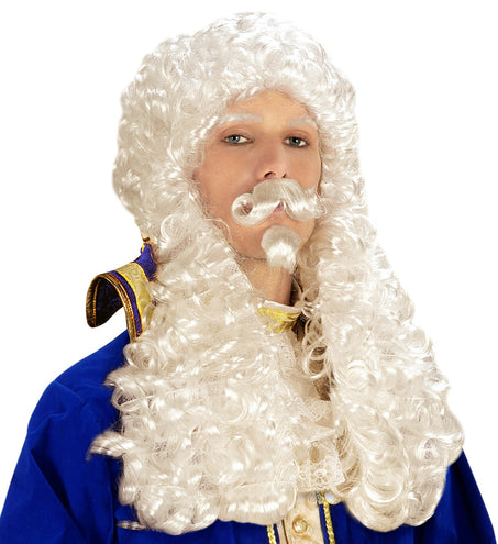 e-carnavalskleding-SYK Koning pruik Francois wit