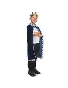 e-carnavalskleding-SYK Koningsmantel kinderen met Kroon blauw