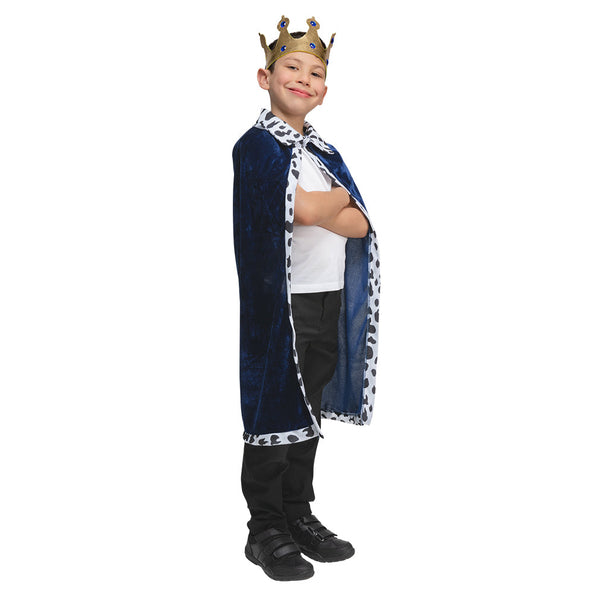 e-carnavalskleding-SYK Koningsmantel kinderen met Kroon blauw