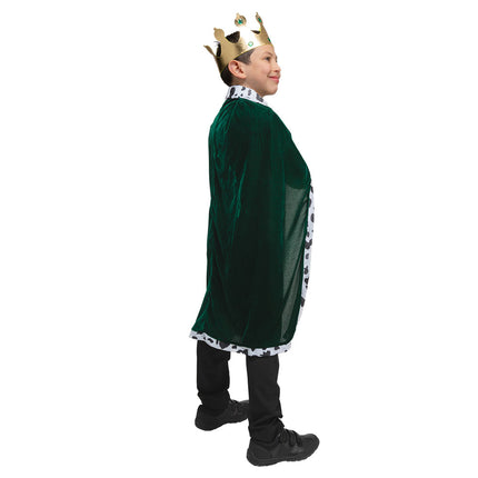 e-carnavalskleding-SYK Koningsmantel kinderen met Kroon groen
