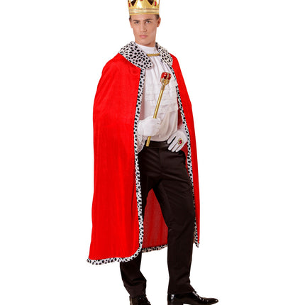 e-carnavalskleding-SYK Koningsmantel met kroon rood
