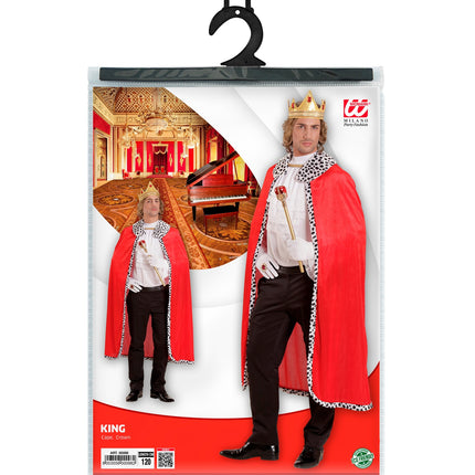 e-carnavalskleding-SYK Koningsmantel met kroon rood