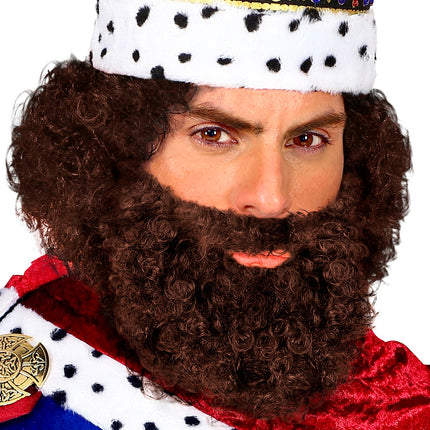 e-carnavalskleding-SYK Krullende baard met snor Leonardo, bruin