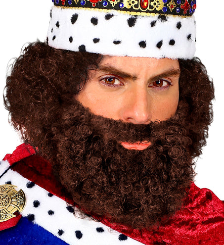 e-carnavalskleding-SYK Krullende baard met snor Leonardo, bruin