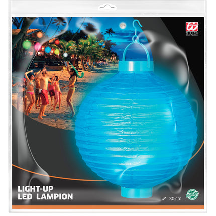 e-carnavalskleding-SYK Lampion Met Licht 30Cm Blauw