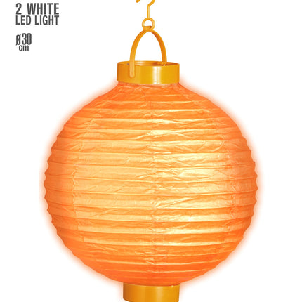 e-carnavalskleding-SYK Lampion Met Licht 30Cm Oranje