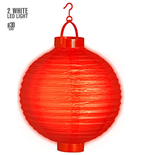 e-carnavalskleding-SYK Lampion Met Licht 30Cm Rood