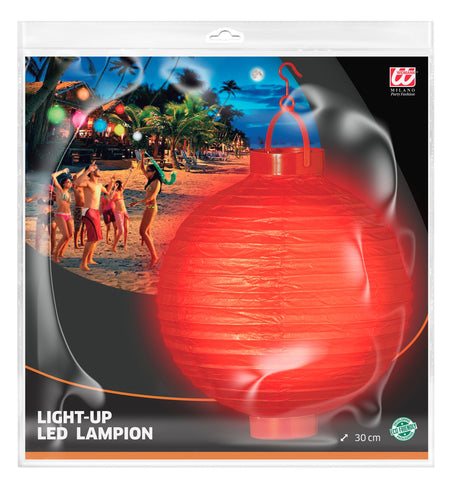 e-carnavalskleding-SYK Lampion Met Licht 30Cm Rood