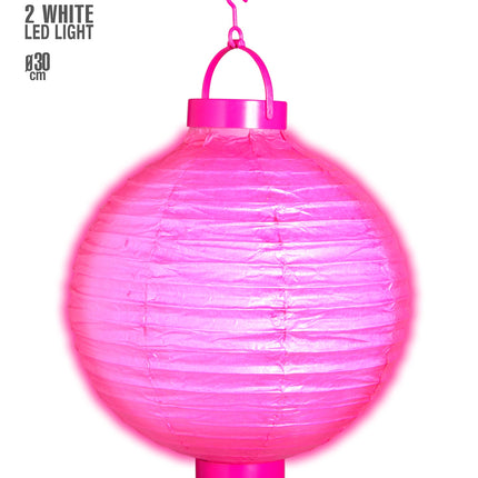 e-carnavalskleding-SYK Lampion Met Licht 30Cm Roze