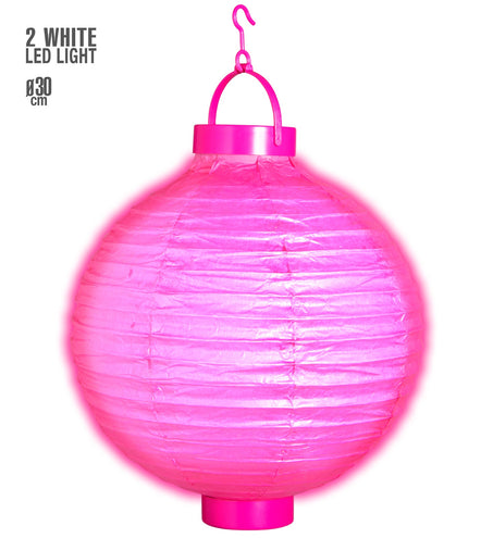 e-carnavalskleding-SYK Lampion Met Licht 30Cm Roze