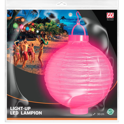 e-carnavalskleding-SYK Lampion Met Licht 30Cm Roze