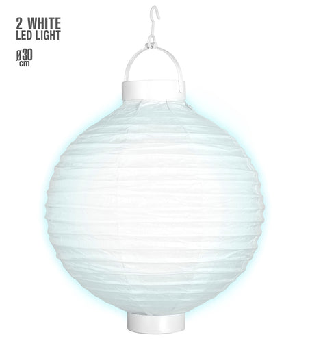 e-carnavalskleding-SYK Lampion Met Licht 30Cm Wit