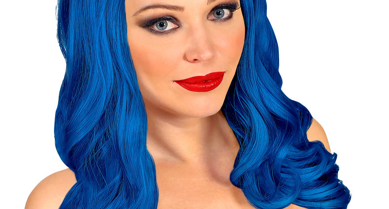 e-carnavalskleding-SYK Lange pruik blauw roxy